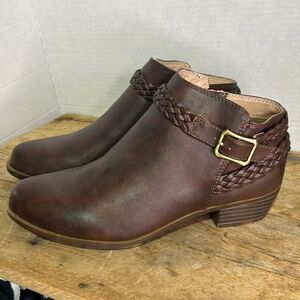 LifeStride adriana brown ankle boot braided‎ western comfort booties